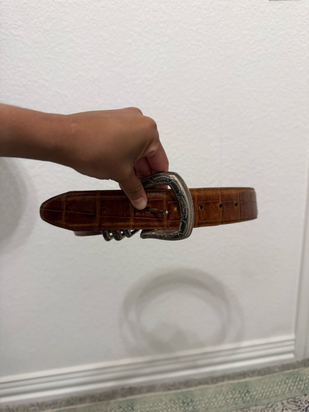🤠 Vintage Brighton Croc-Embossed Leather Western Belt